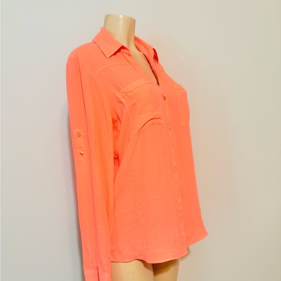 Women's Coral Button-Up Blouse - Picture 5 of 10